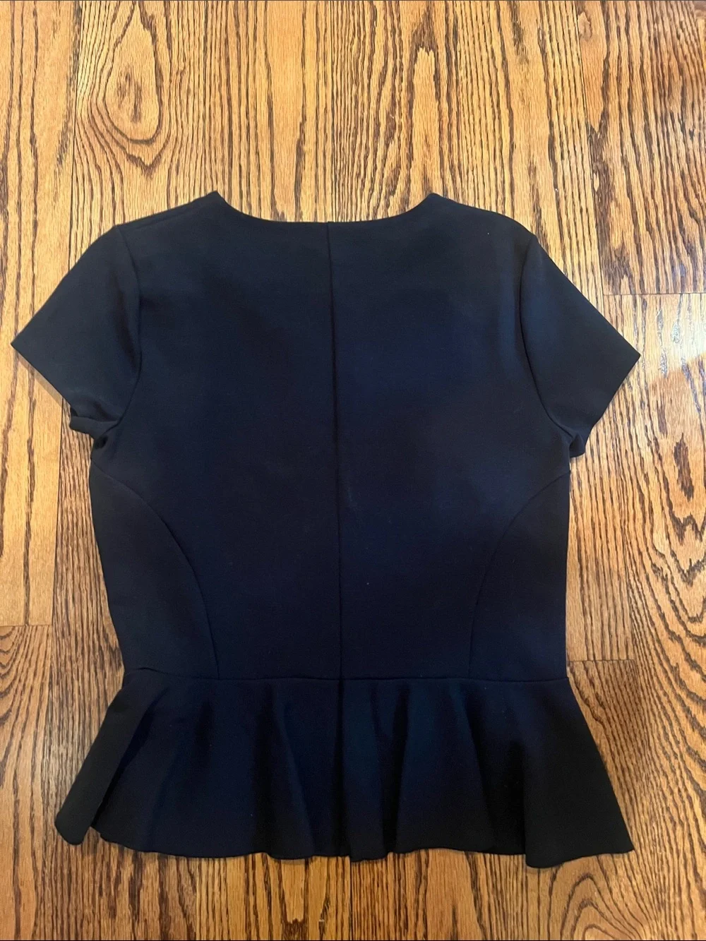 J. Crew Black Short-Sleeve Peplum Top